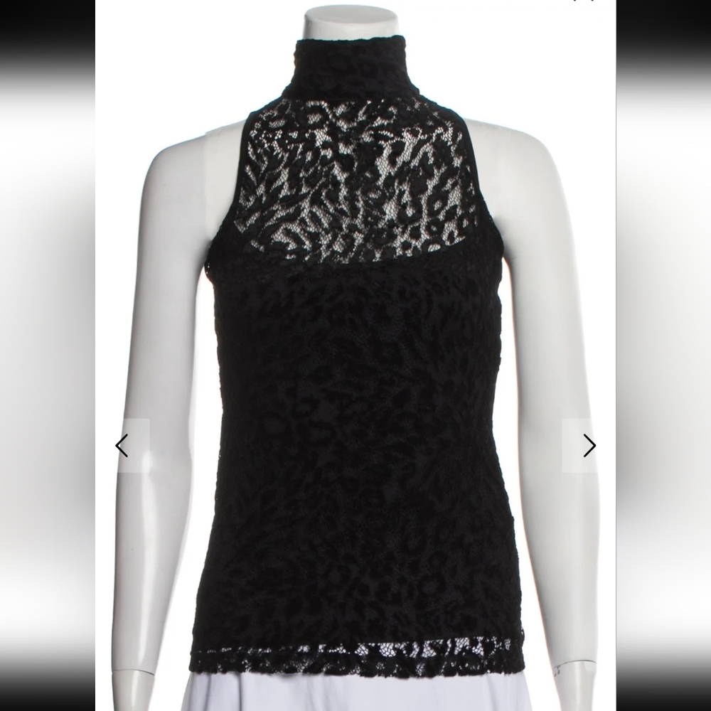 Anne Fontaine Chic Black Velvet Lace Tank Top